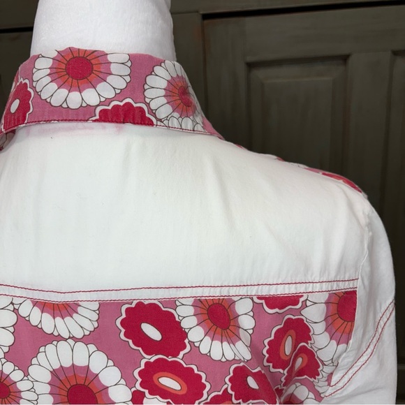 7 Diamonds Button Up Shirt Red White Meduim - Picture 7 of 15